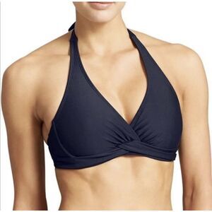 ATHLETA Women’s Black Tara Halter Bra-Sized Twist Bikini Top 34 B/C Style #96486